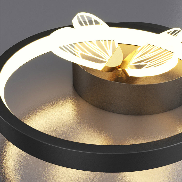Modern Art Deco Butterfly Iron Silicone Square Round Frame Design LED Wall Sconce Lamp For Bedroom