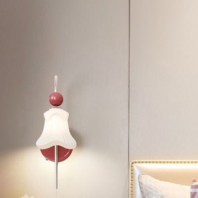 Traditional French Flower Round Ball Iron Glass 1-Light Wall Sconce Lamp For Bedroom