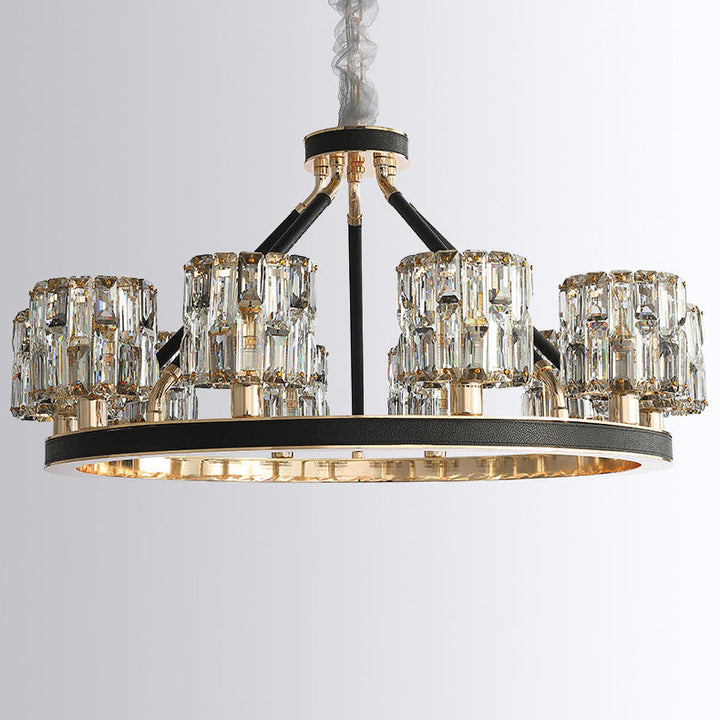 Lustre Cylindrique Moderne en Fer Rond avec Cristaux 6/8 Lumières pour Salon 