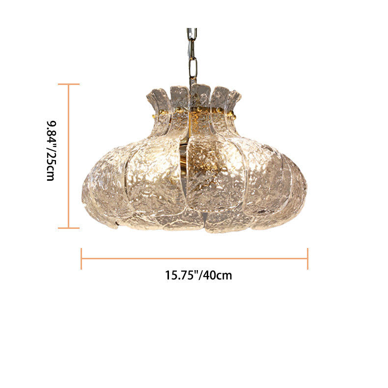 Traditionelle Vintage Runde Blumen Eisen Glas 4-Licht Pendelleuchte für Wohnzimmer 
