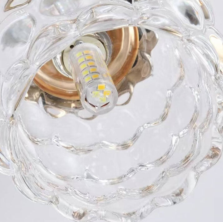 Moderne minimalistische florale Eisen-Glas-Deckenleuchte mit einer Lampe, halbeingelassen 