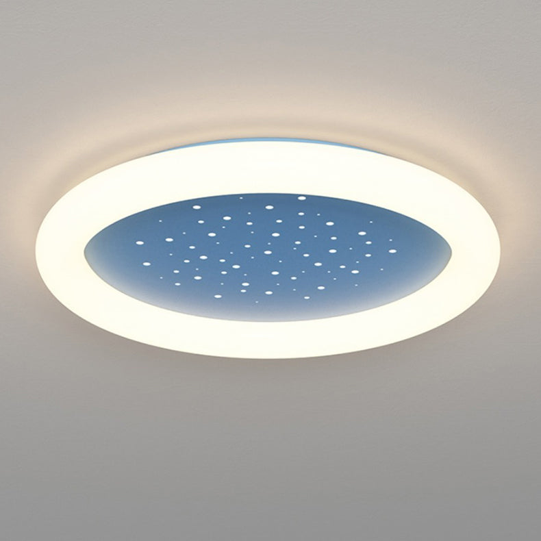 Plafonnier LED rond en fer acrylique simplicité moderne ciel étoilé pour chambre 