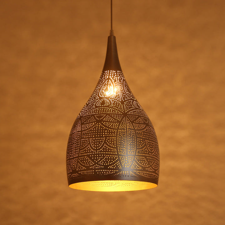 Suspension lumineuse à 1 lumière en fer rond traditionnel européen pour salon 