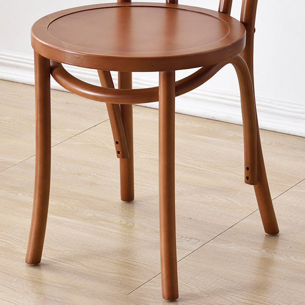 Contemporary Retro Faux Rattan Rubberwood Round Arched Dining Chair Backrest For Dining Room