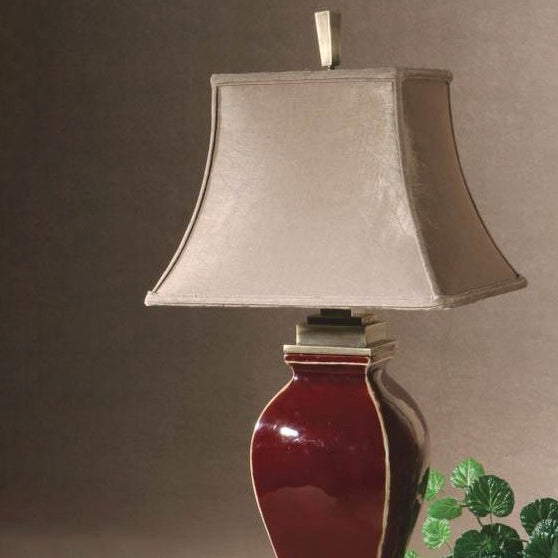 Traditionelle Vintage-Tischlampe aus einfarbigem, vasenartigem Keramikgewebe mit 1 Licht für Schlafzimmer 