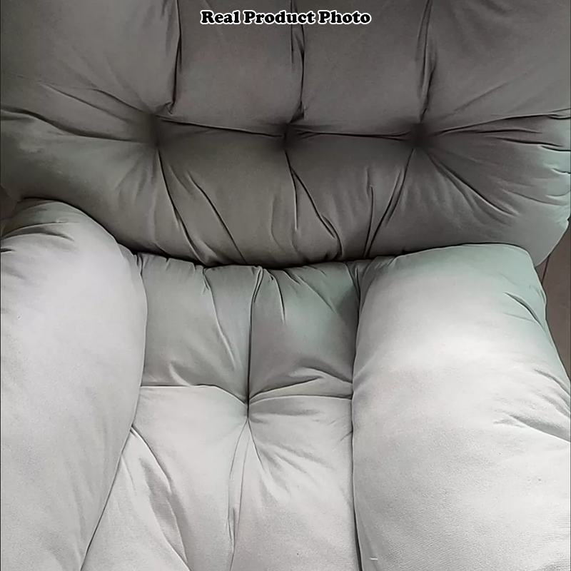 Sillón auxiliar rectangular moderno y minimalista de tela sherpa de tejido sintético, con estructura de acero y madera, respaldo y reposapiés, para sala de estar 