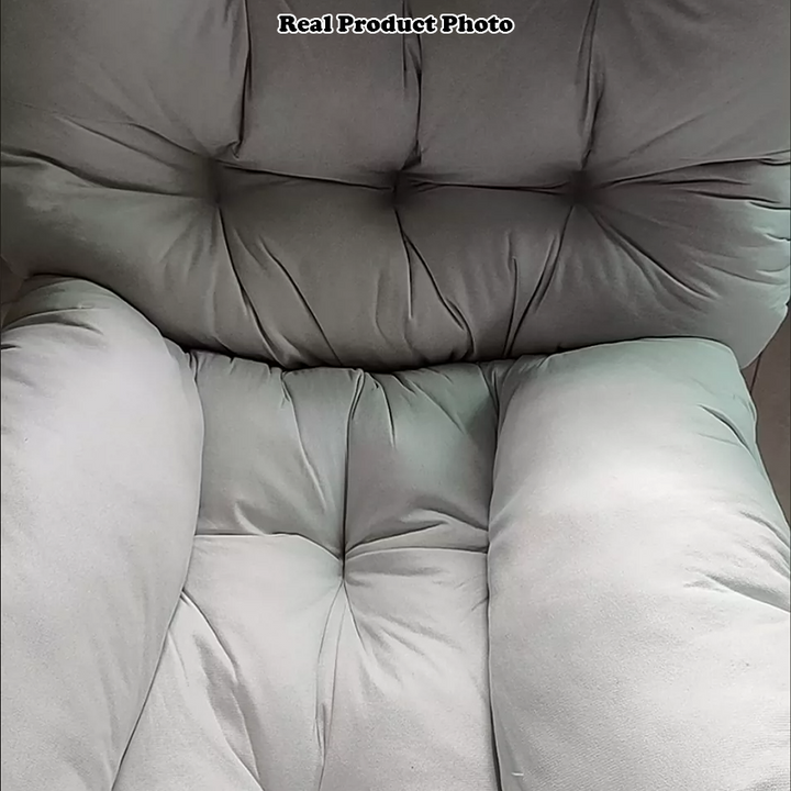 Sillón auxiliar rectangular moderno y minimalista de tela sherpa de tejido sintético, con estructura de acero y madera, respaldo y reposapiés, para sala de estar 