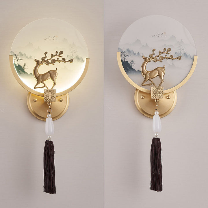 Applique murale LED traditionnelle chinoise en verre tout cuivre pour salon 