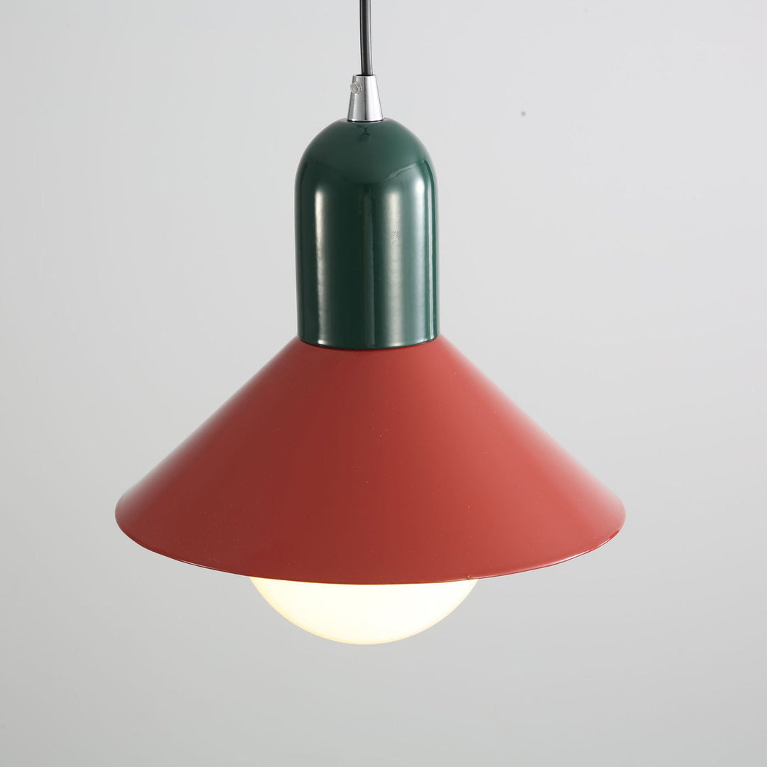 Simplicidad Contemporánea Macaron Hierro Geométrico Cono Forma 1-Luz Lámpara Colgante Para Sala de Estar 