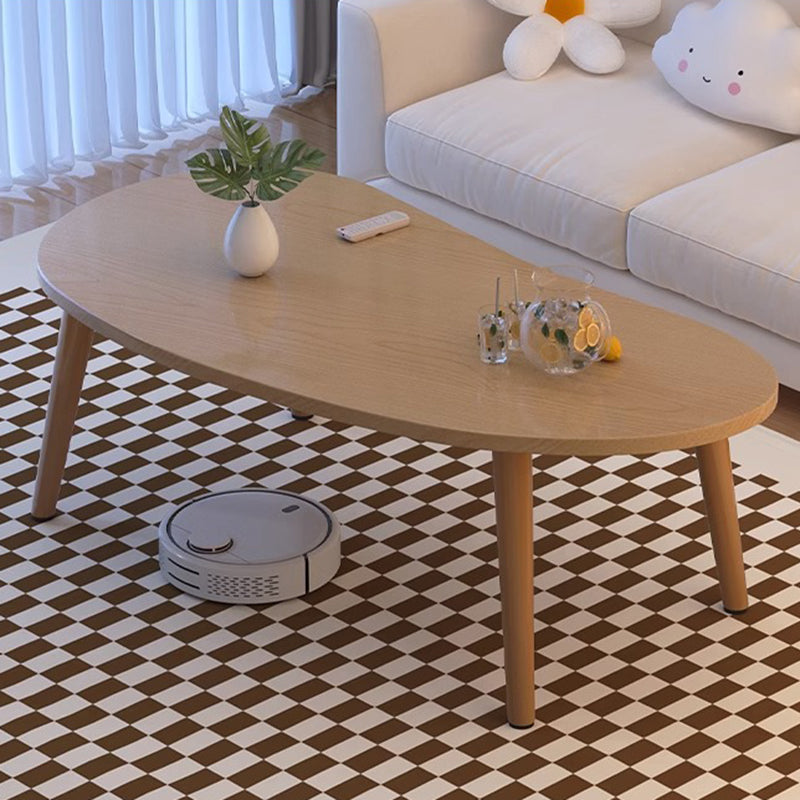 Mesa de café de madera con forma ovalada de mango minimalista moderna para sala de estar 