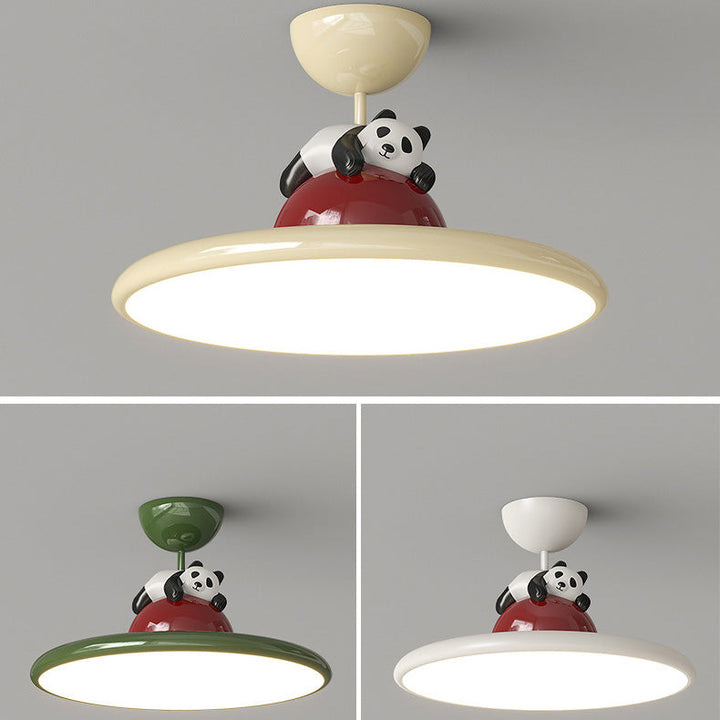 Plafonnier semi-encastré en fer acrylique LED Panda éléphant créatif contemporain pour chambre à coucher 