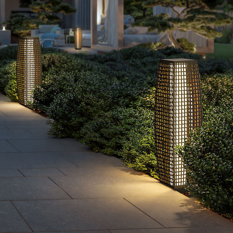Solar Modern Minimalist Cylinder Openwork LED Outdoor Landscape Light
