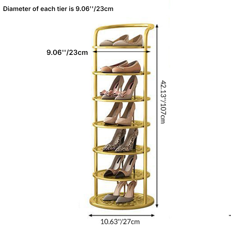 Modern Minimalist Round Iron Carbon Steel Shoe Storage 5/6/7/8-Tier For Entryways
