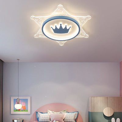 Moderne Art Deco Crown Runde Pentagon Acryl Eisen LED Unterputz Deckenleuchte für Wohnzimmer 