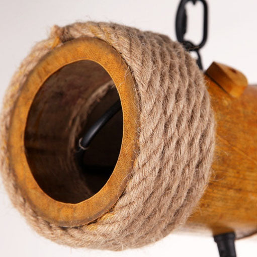 Lámpara de Araña de Cuerda de Tubería de Bambú Rústica Tradicional 1/3 Luz Isla para Comedor 