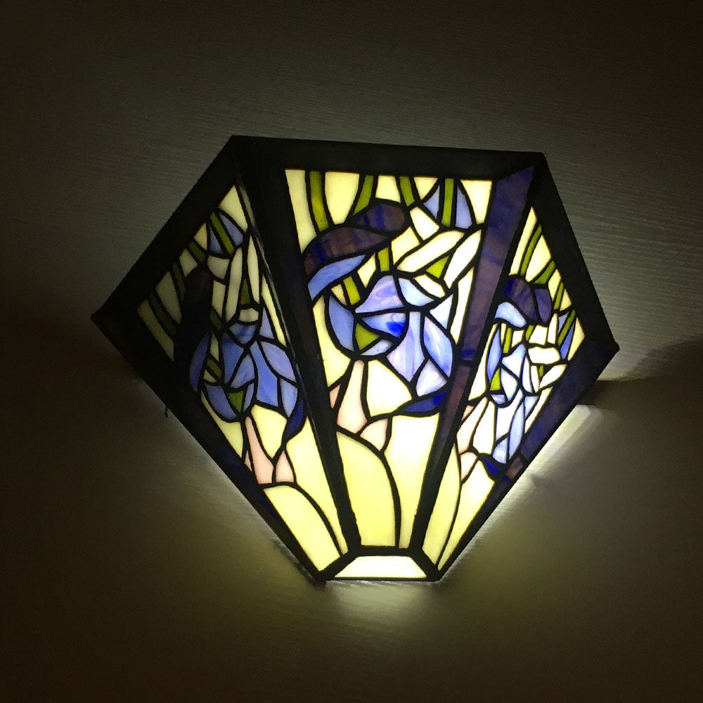 Applique Murale à 1 Lumière en Verre Alliage Tiffany Traditionnel avec Fleur Semi-circulaire et Libellule pour Couloir 