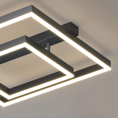 ضوء سقف LED مستطيل هندسي بسيط حديث من الألومنيوم مع خط دائري لغرفة المعيشة 