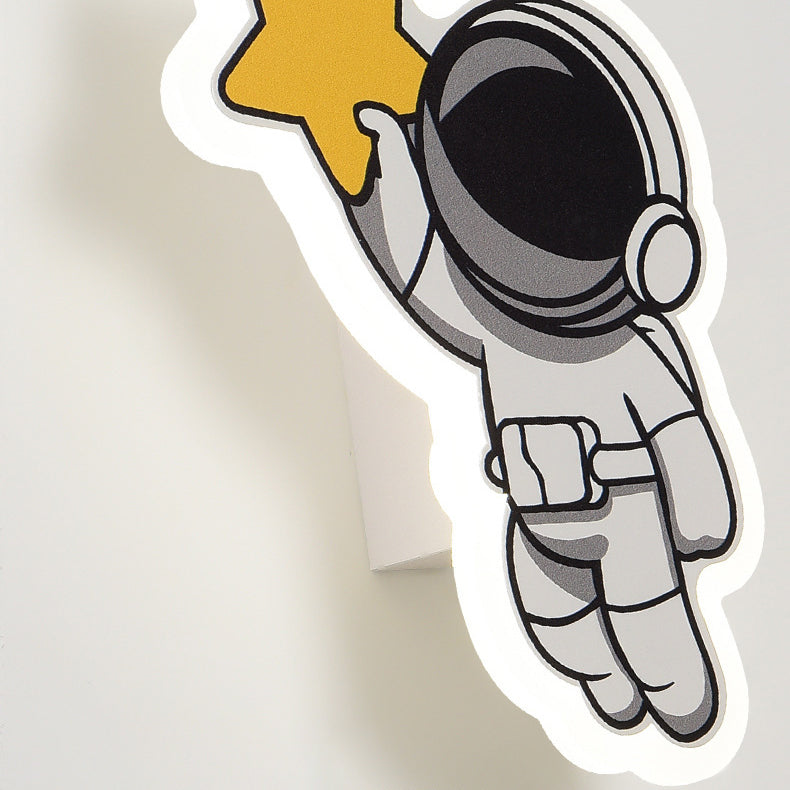 Applique murale LED en fer pour enfants avec astronaute de conte de fées en acrylique créatif contemporain pour chambre à coucher 