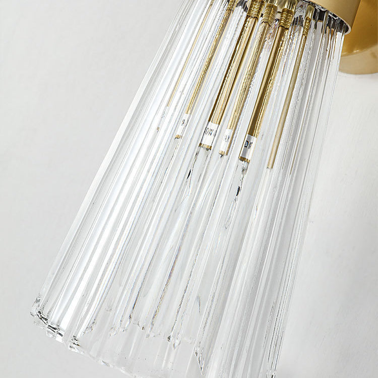 Lámpara de Aplique de Pared Contemporánea de Lujo con Cristal Acanalado Luminosa de 2 Luces para Dormitorio 