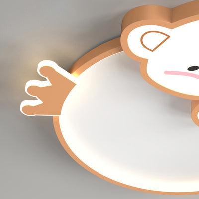 Luz de techo LED de montaje empotrado de hierro acrílico con diseño de oso creativo contemporáneo para dormitorio 