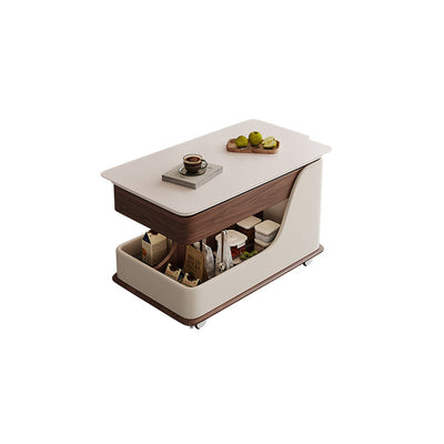Zeitgenössischer Retro-Rechteckiger Holzplatten-Endtisch mit 4-stufigem Stauraum, beweglich für das Wohnzimmer 