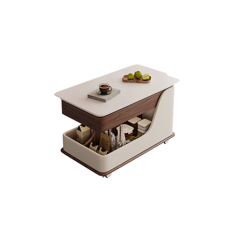 Zeitgenössischer Retro-Rechteckiger Holzplatten-Endtisch mit 4-stufigem Stauraum, beweglich für das Wohnzimmer 