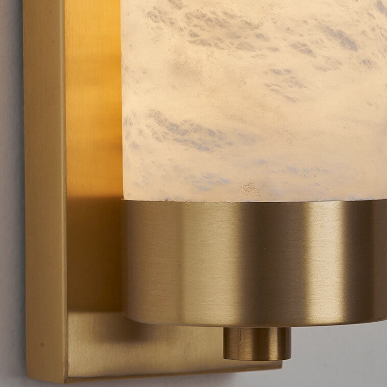 Applique murale LED en marbre à colonne en cuivre pleine lumière moderne 