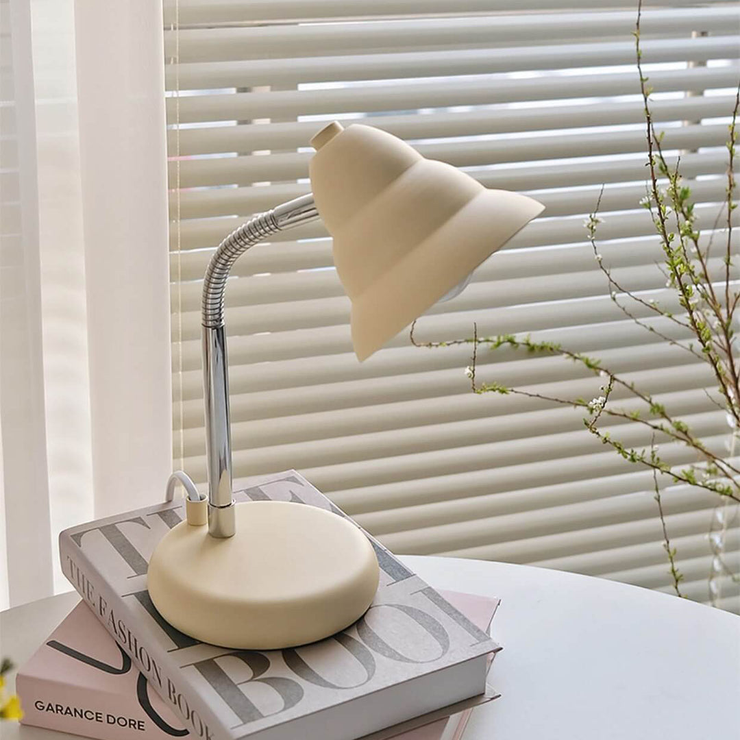 Contemporary Nordic Cream Yellow Cone Iron Adjustable 1-Light Table Lamp For Bedroom