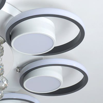Luminaire de plafond LED moderne en fer avec abat-jour en acrylique en forme de cercle et cristal pour salon 