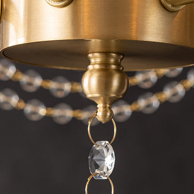 Lustre contemporain de luxe avec cadre doré et perles en cristal à 6 lumières pour salon 