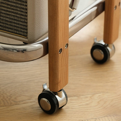 Moderner minimalistischer quadratischer Holz-Glas-Endtisch, zweistufiger Wagen, drehbar für das Wohnzimmer 