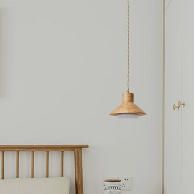 Bol japonais traditionnel en bois de caoutchouc conique 1/2/3 lumière suspension lustres pour salle à manger 