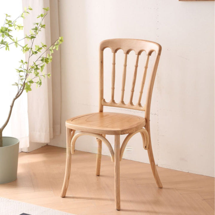 Chaise de salle à manger traditionnelle vintage en rotin rond avec dossier en bois massif 