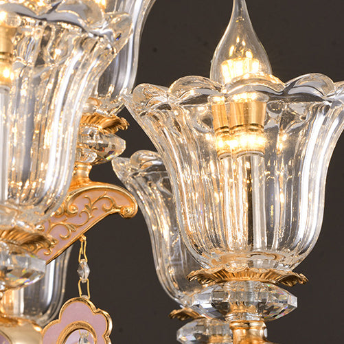 Zeitgenössischer Luxus-Zweigglas-Zink-Kronleuchter mit 6/8/10/15 Lichtern für Wohnzimmer 