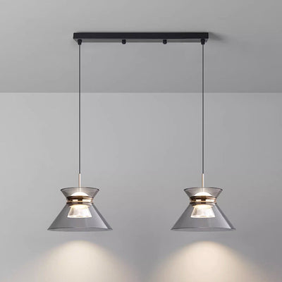 Moderne minimalistische runde Trichter Hardware Acryl LED Insel Licht Kronleuchter für Esszimmer 