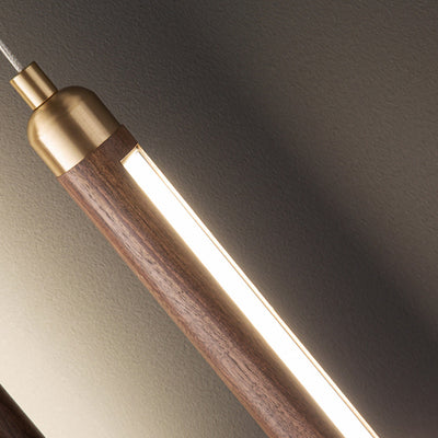 Lámpara de Aplique de Pared LED de Madera Lineal Minimalista Moderna de Cobre y Acrílico para Dormitorio 