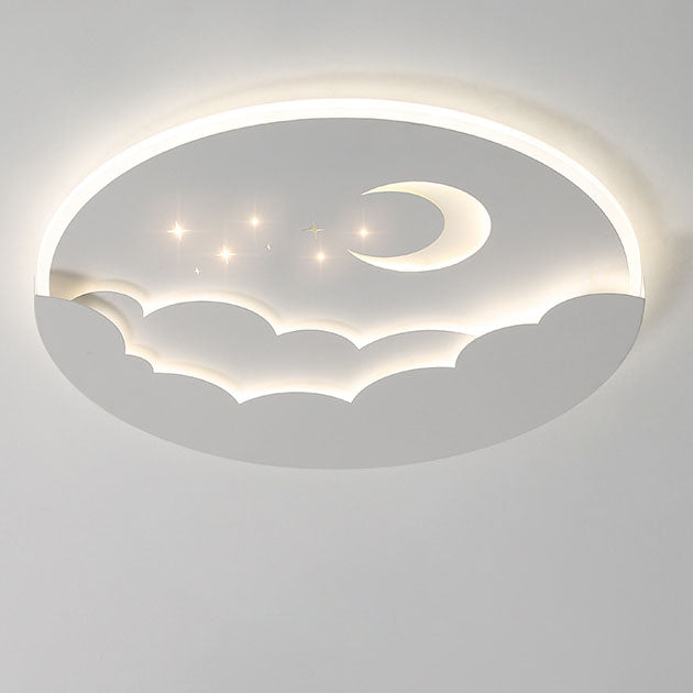 Moderne Einfachheit Runde Mond Eisen Aluminium Acryl LED Deckenleuchte für Schlafzimmer 