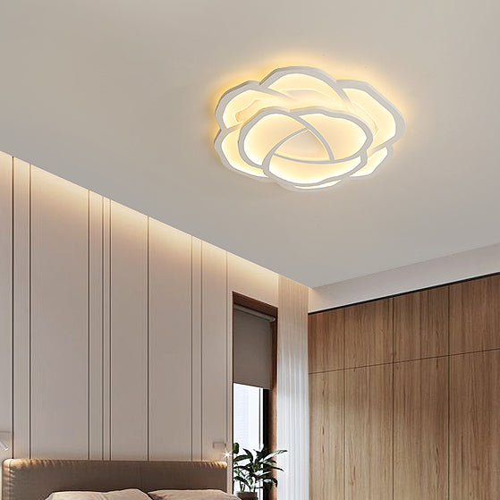 Moderne minimalistische Rose Form Eisen Acryl LED Unterputz Deckenleuchte für Schlafzimmer 