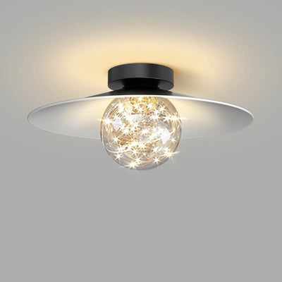 Modern Minimalist Full Of Stars Round Iron Glass LED Semi-Flush Mount Ceiling Light