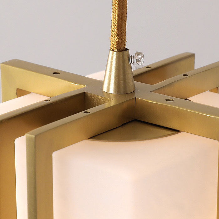Traditionelle chinesische Pendelleuchte mit Kupferrahmen und Glasschirm, 1 Licht, für Wohnzimmer 