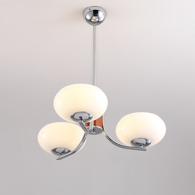 Traditional French Iron Glass Round Shape 3/6-Light Chandelier For Living Room