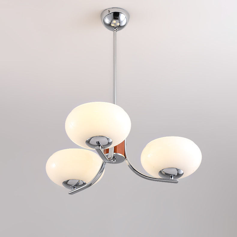 Traditional French Iron Glass Round Shape 3/6-Light Chandelier For Living Room