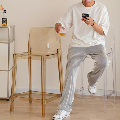 Taburete de barra cuadrado contemporáneo escandinavo con respaldo y reposapiés para cocina 