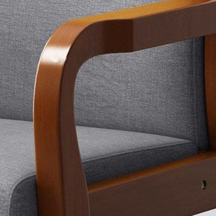 Moderner luxuriöser rechteckiger Stuhl aus Sperrholz und Kautschukholz mit Stoff- und PU-Lederbezug, Rückenlehne und Armlehnen für das Wohnzimmer 