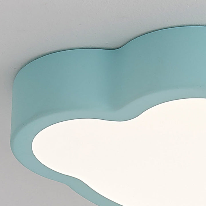 Contemporary Scandinavian Macaron Cartoon Iron PVC Cloud Shade LED Flush Mount Ceiling Light For Living Room