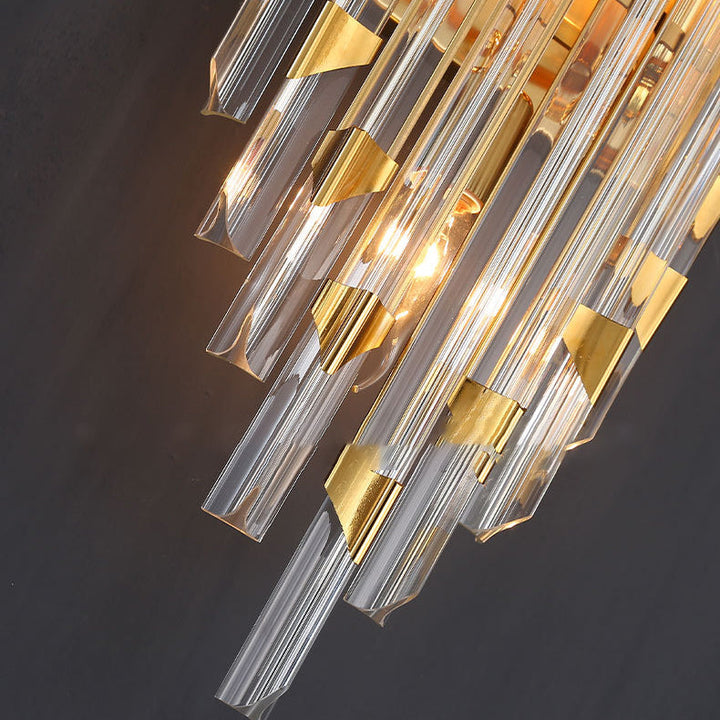 Aplique de pared contemporáneo de lujo con rayas y cristales de 2/4 luces para sala de estar 