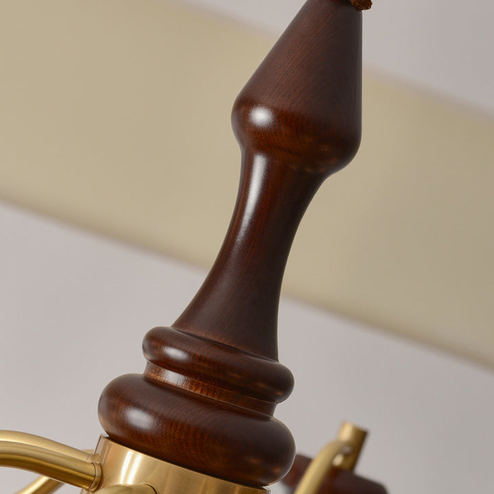Lustres ronds en laiton vintage traditionnel, fer, bois de frêne, verre, à 3/6/8 lumières pour salle à manger 