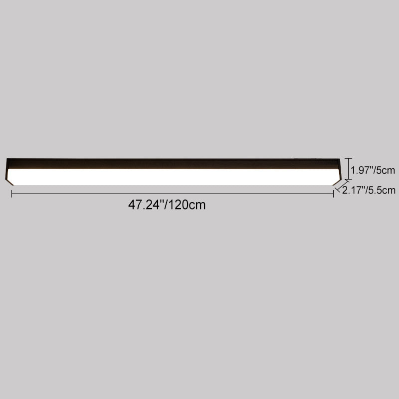 Plafonnier LED en aluminium PC rectangulaire long minimaliste moderne pour patio extérieur 