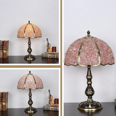 Modern Luxury Umbrella Half Circle Full Copper Crystal 1-Light Table Lamp For Bedroom