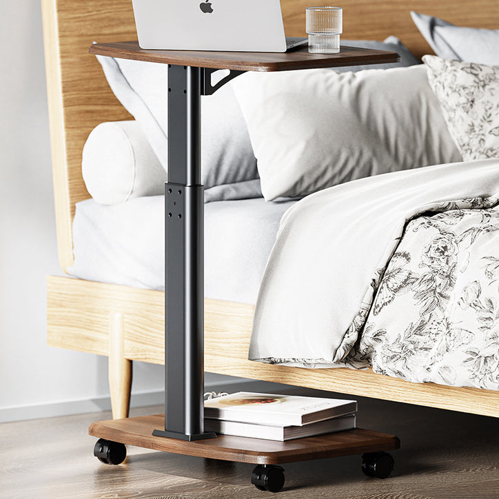 Contemporary Scandinavian Rectangular MDF Carbon Steel Tube Movable End Table 2-Tier For Living Room